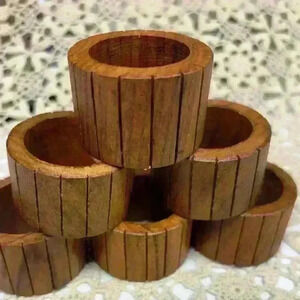 Vintage Wooden Napkin Rings made in India set of 6